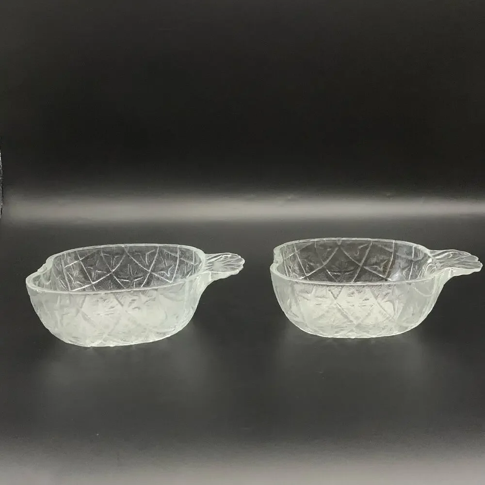 Vintage 1950’s KIG Indonesia Pineapple Shaped Pattern Glass Fruit Nut Bowl Dish